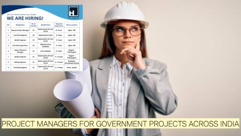 HOG Projects Hiring Civil Engineers, QA/QC & Project Managers for Government Projects Across India