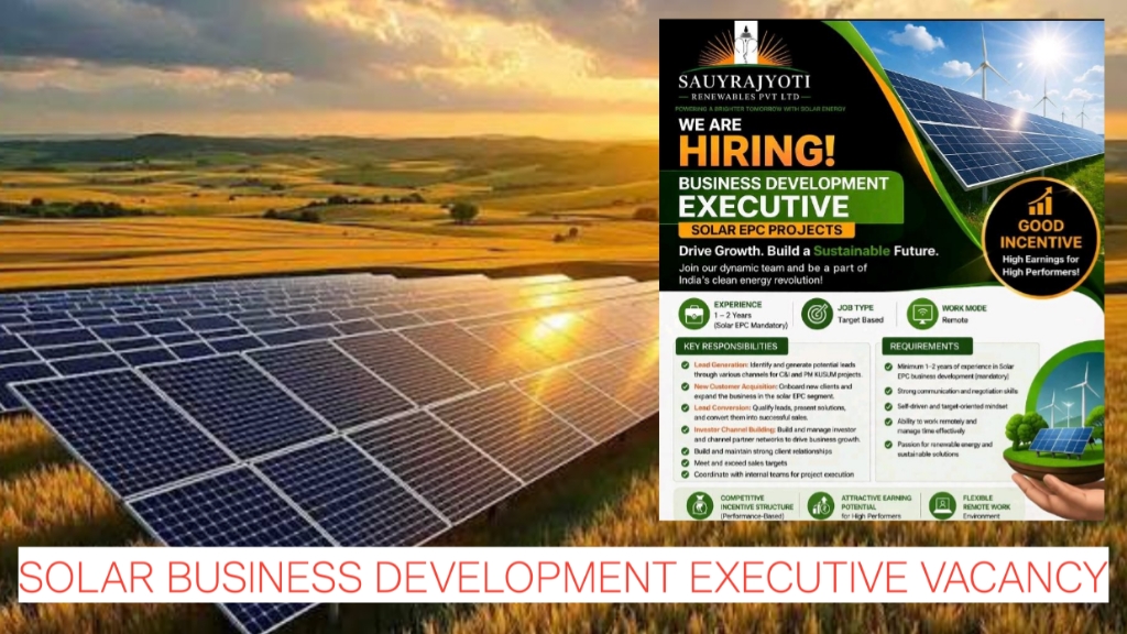 Work From Home Renewable Energy Jobs | Solar Business Development Executive Vacancy