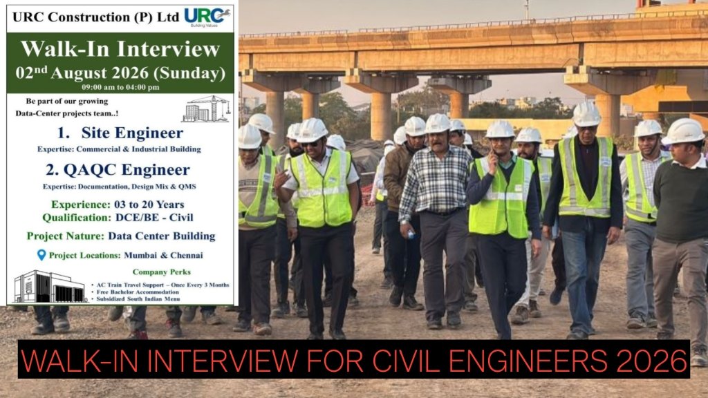 Walk-In Interview for Civil Engineers 2026 | URC Construction Hiring Experienced Engineers for Data Center Projects in Mumbai & Chennai