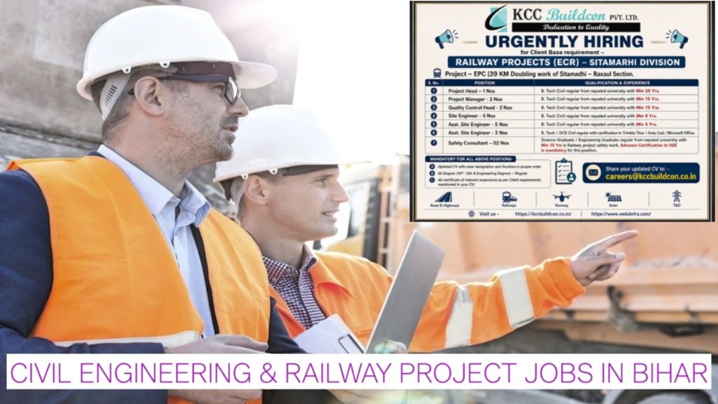 Latest KCC Buildcon Recruitment 2026: Civil Engineering & Railway Project Jobs in Bihar