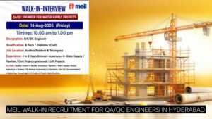 Civil Engineer Jobs 2026: MEIL Walk-In Recruitment for QA/QC Engineers in Hyderabad