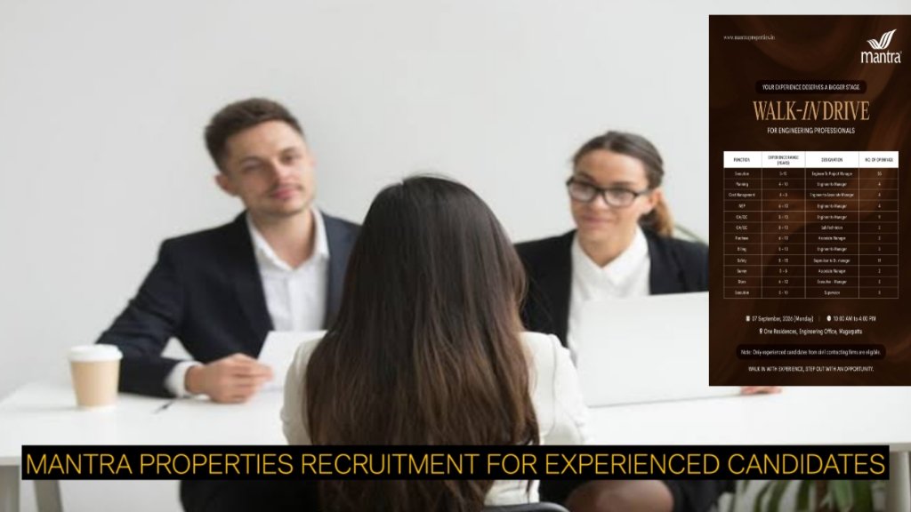 Engineering Jobs in Pune 2026: Mantra Properties Recruitment for Experienced Candidates